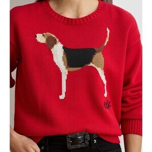 NWT Lauren Ralph Lauren Red Dog Graphic Sweater